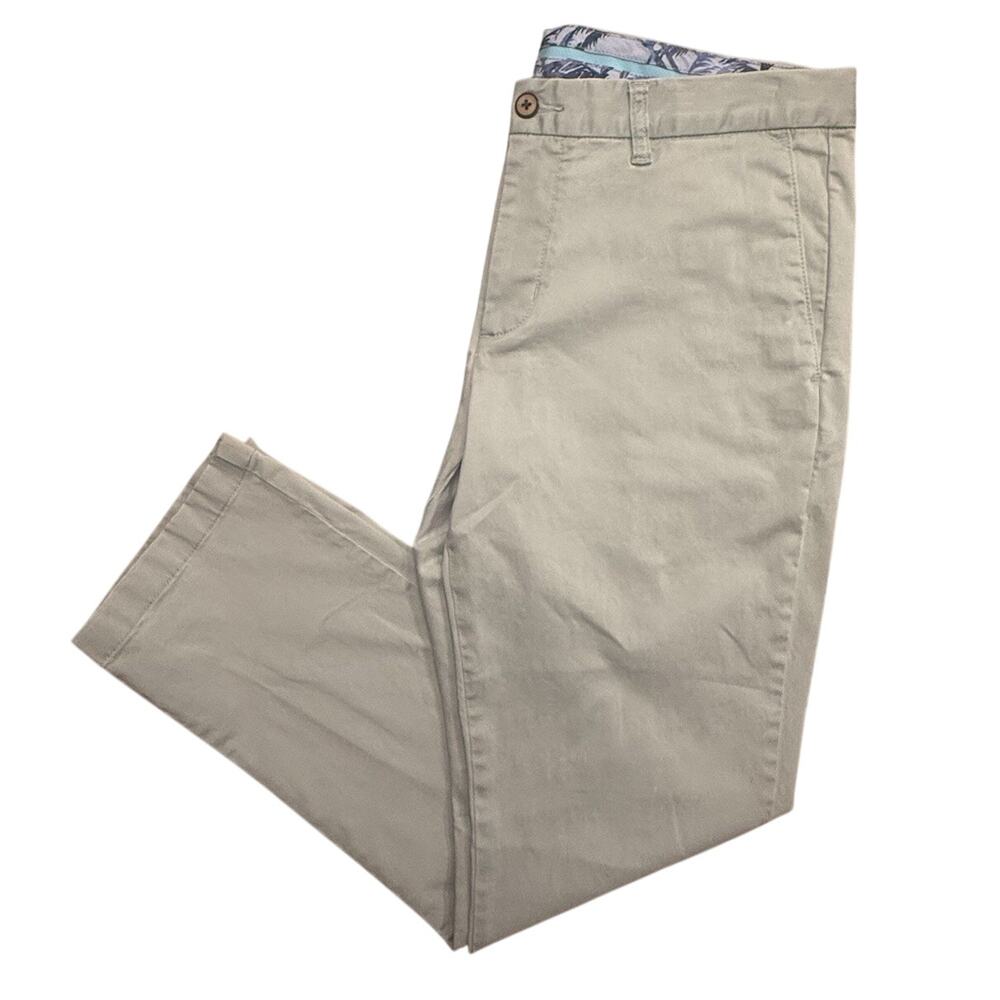 Tommy Bahama Barclay Flat-Front Chino Pants Men’s 34x30 Light Green/Gray Stretch